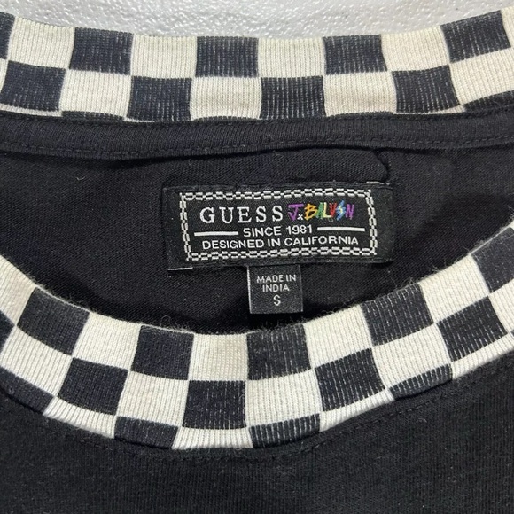 Guess X J Balvin Shirt Size S Checkered Collar Eyes Embroidered Spell Out Script - Picture 4 of 10